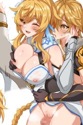  1boy 1girl ;d aether_(genshin_impact) blonde_hair braid braided_ponytail breasts brother_and_sister censored clothed_sex dress erection flower genshin_impact gloves grabbing grabbing_another&#039;s_breast grinding hair_flower hair_ornament hand_on_another&#039;s_face happy_sex heavy_breathing hetero highres incest large_breasts lumine_(genshin_impact) mosaic_censoring nipples one_breast_out one_eye_closed open_mouth penis pussy scarf see-through sex siblings simple_background smile sweat takanaru thigh_sex wet wet_clothes white_background white_dress yellow_eyes  rating:Explicit score:194 user:danbooru