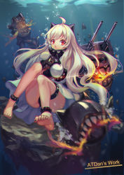 10s 1girl absurdres abyssal_ship ahoge air_bubble anklet artist_name atdan bad_id bad_pixiv_id barefoot black_panties blurry breath bubble controller covered_mouth depth_of_field dress feet game_controller highres jewelry kantai_collection long_hair looking_at_viewer lots_of_jewelry mittens northern_ocean_princess panties red_eyes solo submerged thigh_strap underwater underwear water white_dress white_hair rating:Sensitive score:10 user:danbooru