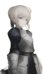  1girl ahoge armor artoria_pendragon_(all) artoria_pendragon_(fate) blonde_hair braid breastplate expressionless fate/stay_night fate_(series) faulds french_braid gauntlets grey_eyes gyup91 hair_bun highres long_sleeves looking_at_viewer puffy_long_sleeves puffy_sleeves saber_(fate) simple_background single_hair_bun solo upper_body white_background  rating:Sensitive score:4 user:danbooru