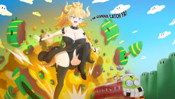  absurdres blonde_hair borrowed_character bowsette breasts highres horns large_breasts mario_(series) new_super_mario_bros._u_deluxe nintendo super_crown  rating:Sensitive score:2 user:Twiistblade