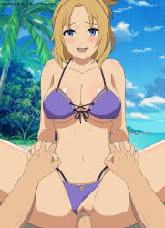 1boy 1girl blackhart blonde_hair blue_eyes blush bra breasts censored cleavage clothing_aside highres holding_hands large_breasts mushoku_tensei open_mouth panties panties_aside penis pussy sex underwear vaginal zenith_greyrat  rating:Explicit score:141 user:UltraPerv88