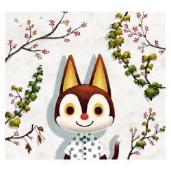  animal_crossing border cat highres looking_at_viewer nintendo omochi_freedom plant polka_dot polka_dot_shirt portrait rudy_(animal_crossing) shirt simple_background vines white_background white_border 