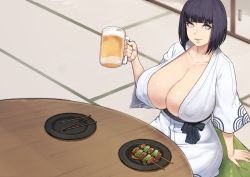  1girl alcohol alternate_breast_size beer boruto:_naruto_next_generations breasts highres huge_breasts hyuuga_hinata metal_owl_(aden12) naruto_(series) solo  rating:Questionable score:151 user:jojosstand
