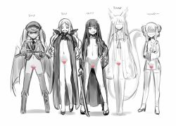  5girls 774_(nanashi) animal_ears bad_id bad_twitter_id blush boots bottomless breasts cape censored china_dress chinese_clothes demon_wings dress flat_chest fox_ears fox_tail hand_on_own_hip hat heart heart_censor hime_cut loli long_hair looking_at_viewer multiple_girls naked_cape naughty_face peaked_cap shoes short_hair simple_background small_breasts spot_color suzuka-sama suzuka-sama_no_geboku sword tail twintails very_long_hair weapon white_background wings you_gonna_get_raped yupiel yupiel-sama_no_geboku  rating:Explicit score:124 user:Me2612