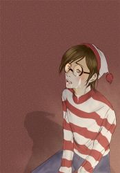  1boy after_fellatio bad_id bad_pixiv_id cum cum_in_mouth facial glasses male_focus open_mouth solo wally_(where&#039;s_wally) where&#039;s_wally yaoi  rating:Explicit score:6 user:danbooru