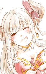 10s 1girl 2boys ;d alicia_(granblue_fantasy) bad_id bad_pixiv_id blunt_bangs blush breasts cheating_(relationship) cleavage clothing_cutout cross cross_earrings cum cum_on_body cum_on_breasts cum_on_hair cum_on_upper_body draph earrings ears_down eyebrows facial gloves granblue_fantasy group_sex highres hornjob horns jewelry long_hair mature_female multiple_boys myouji_namawe nose_blush one_eye_closed open_mouth orange_eyes paizuri penis pointy_ears puffy_short_sleeves puffy_sleeves short_sleeves silver_hair simple_background smile solo_focus uncensored uncommon_stimulation underboob underboob_cutout upper_body white_background white_gloves rating:Explicit score:10 user:danbooru