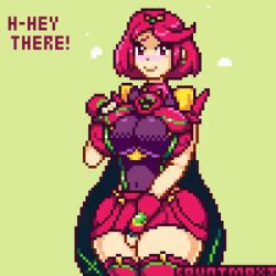 1girl animated animated_gif black_gloves blush bouncing_breasts breasts cleavage countmoxi covered_erect_nipples gloves hair_ornament huge_breasts large_breasts looking_at_viewer lowres nintendo no_nut_november pixel_art pyra_(xenoblade) red_eyes red_hair short_hair short_shorts shorts sidelocks simple_background smile solo suggestive thick_thighs thighs tiara tongue tongue_out xenoblade_chronicles_(series) xenoblade_chronicles_2 yellow_background rating:Questionable score:99 user:Vardigiil