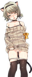 1boy anal anal_beads anal_object_insertion anal_tail androgynous bad_id bad_pixiv_id black_pantyhose blonde_hair blush bow bow_panties brown_hair butt_plug closers collar crossdressing cum cum_in_clothes cum_on_clothes dress fake_tail green_eyes highres long_hair male_focus male_penetrated mistilteinn_(closers) object_insertion open_mouth panties panty_pull pantyhose penis ribbed_sweater sex_toy short_hair shota simple_background small_penis solo sweater sweater_dress tail tama_(tamatamo) testicles trap underwear white_background white_panties rating:Explicit score:226 user:danbooru