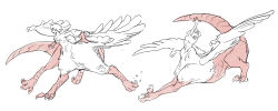  1girl arm_up artist_request chimera claws dungeon_meshi falin_touden falin_touden_(chimera) feathered_wings multiple_views tail wings 