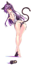 1girl anal anal_beads anal_tail animal_ears apron ass bare_shoulders barefoot blush breasts butt_crack butt_plug cat_ears cat_tail crossed_legs fake_tail feet from_behind full_body gokou_ruri highres legs long_hair long_image long_legs looking_at_viewer looking_back mpeg7 nipples object_insertion ore_no_imouto_ga_konna_ni_kawaii_wake_ga_nai panties purple_hair red_eyes sex_toy shiny_clothes shiny_skin shoes side-tie_panties single_shoe small_breasts soles solo standing tail tall_image tiptoes underwear watson_cross white_background youta rating:Questionable score:132 user:danbooru