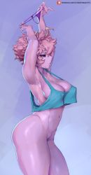 1girl arms_up ashido_mina ass black_sclera boku_no_hero_academia bottomless colored_sclera colored_skin curvy cutesexyrobutts highres huge_ass looking_at_viewer naughty_face panties unworn_panties parted_lips pink_hair pink_skin short_hair smile solo thick_thighs thighs underwear wide_hips rating:Explicit score:199 user:danbooru