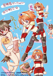  1boy 1girl 2009 animal_ears aqua_eyes arrow_(symbol) bar_censor black_thighhighs blue_background blush brown_hair castration censored clothed_female_nude_male dated erection femdom footjob heart heart-shaped_eyes hetero hihiru march midriff miniskirt nude nullification penis red_eyes red_skirt severed_penis severed_testicles simple_background skirt stepping_on_penis sword tail tearing_up testicles thighhighs translation_request veins veiny_penis watermark weapon web_address zettai_ryouiki  rating:Explicit score:46 user:SSMX