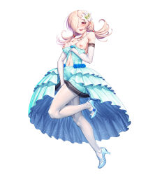 blue_dress breasts breasts_out dress groping heels ishikawa_amu leggings lilith-soft masturbation official_alternate_costume official_art one_eye_covered pink_hair red_eyes small_breasts taimanin_(series) taimanin_rpgx twintails zol