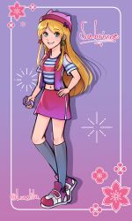  blonde_hair digimon digimon_(creature) digimon_frontier flower fusion hat highres jacket long_hair looking_at_viewer orimoto_izumi sabrina_spellman sabrina_the_teenage_witch smile  rating:General score:5 user:Chaos11
