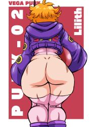  1girl absurdres ass ass_focus charge_sol highres huge_ass jacket one_piece orange_hair robot robot_girl short_hair solo tagme thick_thighs thighs tight_clothes torn_clothes vegapunk_lilith  rating:Explicit score:18 user:mizulao
