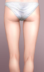  1girl ass ass_focus bare_legs feet_out_of_frame female_focus from_behind gluteal_fold gradient_background head_out_of_frame highres il_mup kneepits lower_body original panties purple_background solo underwear white_panties  rating:Questionable score:55 user:ponekad