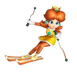 1girl absurdres blue_eyes boots dress flower gloves highres jewelry mario_&amp;_sonic_at_the_olympic_games mario_&amp;_sonic_at_the_olympic_winter_games mario_(series) nintendo official_art orange_hair princess_daisy short_hair skiing smile playing_sports super_mario_bros._1 super_mario_land rating:Sensitive score:3 user:spiderfan