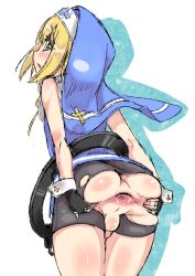 1boy androgynous anus arc_system_works ass bent_over bike_shorts blonde_hair blush bridget_(guilty_gear) crossdressing fingerless_gloves gloves green_eyes guilty_gear long_hair looking_back male_focus nun open_mouth penis penis_peek shota sketch solo spread_anus spread_ass sweat tekorun testicles torn_clothes transparent_background trap uncensored  rating:Explicit score:321 user:BlueBaroness