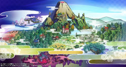  2020 bamboo bamboo_forest bamboo_forest_of_the_lost blue_sky building clock clock_tower cloud commentary_request day eientei flower forest former_capital garden_of_the_sun gensokyo hakugyokurou hakurei_shrine hill house human_village_(touhou) misty_lake moriya_shrine nature no_humans outdoors scarlet_devil_mansion scenery shrine sky sunflower syuri22 taito torii touhou touhou_spell_bubble tower volcano water waterfall 