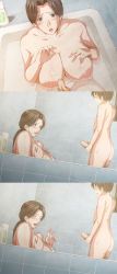  1boy 1girl age_difference bathroom bathtub blush breasts brown_eyes brown_hair censored closed_eyes cum dutch_angle ejaculation erection hetero highres huge_breasts incest indoors masturbation mature_female mixed-sex_bathing mother_and_son motion_lines nipples nude open_mouth penis plump pov pubic_hair sequential shared_bathing shota tamamono_atae veins veiny_penis wet  rating:Explicit score:462 user:huzzaman