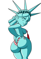  1girl american_flag american_flag_bikini american_flag_print ass bikini breasts curvy feet female_focus flag_print from_behind hand_on_ass hand_on_own_hip huge_ass humanization looking_at_viewer looking_back print_bikini smile smug solo standing statue statue_of_liberty swimsuit tansau tongue tongue_out  rating:Questionable score:58 user:Princelawrenz