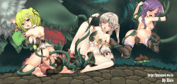 3girls aisha_landar anal anal_object_insertion anus ass back barefoot bdsm blush bondage bound breast_sucking breasts clitoris collarbone egg_laying elf elsword eve_(elsword) feet fellatio female_focus green_hair highres implantation impregnation legs long_hair looking_back medium_breasts monster multiple_girls navel nipples no_shoes nude object_insertion open_mouth oral plant pointy_ears ponytail purple_hair pussy rape rena_erindel small_breasts soles spread_legs spread_pussy stomach_bulge suspension tama_(tamatamo) tentacles thighhighs toes tongue tongue_out torogao uncensored urethra vaginal vaginal_object_insertion white_hair rating:Explicit score:276 user:lie0099