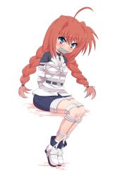  00s 1girl arms_behind_back bdsm bondage bound female_focus gagged graf_eisen highres looking_at_viewer lyrical_nanoha mahou_shoujo_lyrical_nanoha rope solo stormcow tape vita_(nanoha)  rating:Questionable score:22 user:z0_0d