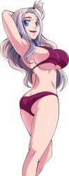  1girl admontanheiro arm_up armpits arms_behind_head blue_eyes breasts fairy_tail from_behind large_breasts long_hair looking_back mirajane_strauss open_mouth sideboob smile solo swimsuit  rating:Sensitive score:42 user:Thomas_Jones