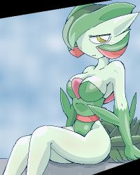 1girl abs blush breasts cosplay creatures_(company) fusion game_freak gardevoir gen_3_pokemon green_hair large_breasts lowres multicolored_hair nintendo nipples no_humans pokemon pokemon_(creature) red_eyes sceptile sceptile_(cosplay) solo sweat two-tone_hair uranoyoru rating:Questionable score:31 user:XellsShadow