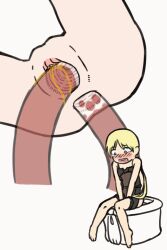  1girl anal animated animated_gif anus barefoot blonde_hair blush double_penetration drifter female_focus loli made_in_abyss open_mouth peeing pussy riko_(made_in_abyss) sitting solo surprised tentacle_sex tentacles toilet transparent uncensored vaginal white_background 