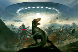  alien dinosaur epic spacecraft tagme tyrannosaurus_rex  rating:Sensitive score:53 user:danbooru