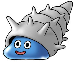  creature dragon_quest marine_slime no_humans official_art simple_background slime smile solo toriyama_akira white_background 