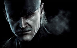  1boy 3d facial_hair headband male_focus metal_gear_(series) metal_gear_solid_4:_guns_of_the_patriots mustache official_art old_snake realistic solid_snake solo white_hair  rating:Sensitive score:10 user:danbooru