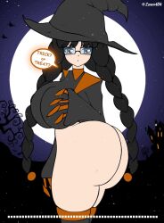  1girl animated ass ass_shake audible_music black_hair breasts claws curvy full_moon glasses hand_on_own_breast hat highres huge_ass huge_breasts large_breasts long_hair moon night orange_eyes original outdoors solo sound tagme thick_thighs thighhighs thighs thong tight_clothes twerking video wide_hips witch witch_hat zonen404 