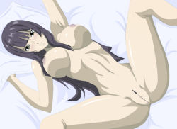  1girl ass bed bed_sheet bedroom blush breasts casual_nudity fairy_tail female_focus female_pubic_hair highres kagura_mikazuchi kunaix large_breasts long_hair lying muscular navel nude on_back pubic_hair pussy sheet_grab solo spread_legs third-party_edit uncensored  rating:Explicit score:48 user:tom01