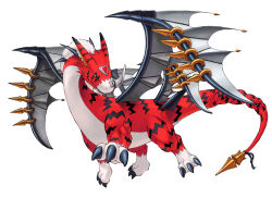 claws digicore_interface digimon digimon_(creature) doruguremon red_eyes solo tail wings