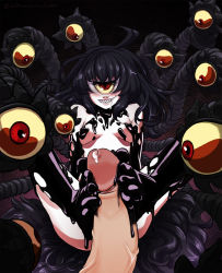  1boy 1girl ahoge archived_source black_hair blush breasts colored_sclera colored_skin cyclops drawfag extra_eyes feet footjob gazer_(monster_girl_encyclopedia) grin hetero long_hair looking_at_viewer monster_girl monster_girl_encyclopedia nude one-eyed penis pov pov_crotch precum red_eyes saliva saltsimulacrum sharp_teeth slime_(substance) slit_pupils small_breasts smile tail teeth tentacles two-footed_footjob uncensored white_skin yellow_sclera  rating:Explicit score:33 user:danbooru