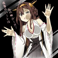 10s 1girl @ichigo against_glass ahoge breast_press breasts breasts_on_glass cheek_press cheek_squash cleavage drooling fourth_wall hair_ornament hairband highres kantai_collection kongou_(kancolle) large_breasts looking_at_viewer nontraditional_miko personification ribbon-trimmed_sleeves ribbon_trim saliva solo translated uneven_eyes rating:Questionable score:28 user:danbooru