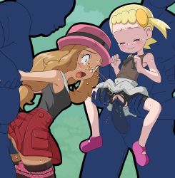 10s 2boys 2girls abe_gyorai bike_shorts black_shirt black_thighhighs blonde_hair blue_eyes bonnie_(pokemon) breasts censored clenched_hands closed_eyes clothed_sex clothes_lift creatures_(company) faceless faceless_male female_ejaculation flat_chest game_freak hat highres light_brown_hair loli long_hair multiple_boys multiple_girls nintendo panties panty_pull penis pink_hat pink_panties pleated_skirt pokemon pokemon_xy porkpie_hat pussy rape red_skirt serena_(pokemon) sex shirt shorts skirt skirt_lift sleeveless sleeveless_shirt small_breasts sweat thighhighs torn_clothes torn_shorts underwear rating:Explicit score:116 user:superdupermej