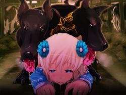 1girl after_rape aomidori barn bestiality cerberus clothed_sex cow dog flat_chest fucked_silly loli sex source_request tears two_heads rating:Explicit score:219 user:moeiiss