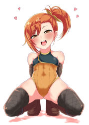 1girl arms_behind_back eku_(threshold) female_focus fishnet_thighhighs fishnets from_below full_body highres loli looking_at_viewer looking_down misogi_(princess_connect!) naughty_face open_mouth orange_hair ponytail princess_connect! red_hair side_ponytail simple_background smile solo squatting thick_thighs thighhighs thighs rating:Questionable score:104 user:Sumble
