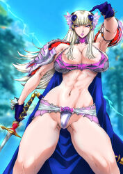 1girl blonde_hair breasts large_breasts long_hair seiju_sentai_gingaman solo sword weapon yuri_ai 