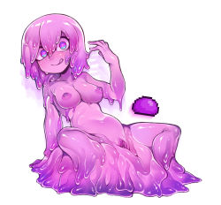 1girl :p arm_support belly breasts female_focus gaping gaping_pussy hair_between_eyes illuminant_slime_(terraria) leaning_back looking_at_viewer medium_hair monster_girl multicolored_eyes nipples nude nyong_nyong personification pussy simple_background slime_(substance) slime_girl smile solo terraria tongue tongue_out uncensored white_background rating:Explicit score:178 user:ponekad