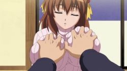 10s animated animated_gif grabbing_another&#039;s_breast breasts_squeezed_together breasts brown_hair deep_skin grabbing hhh_triple_ecchi huge_breasts konami_(hhh_triple_ecchi) pov sleep_molestation sleeping sweater rating:Questionable score:50 user:Ecchi-Kun