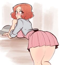 ass blush breasts brown_eyes brown_hair dress grey_jacket hat highres jacket large_breasts looking_at_viewer okumura_haru persona persona_5 persona_5_scramble:_the_phantom_strikers pink_dress scruffyturtles striped_clothes striped_dress thick_thighs thighs  rating:Sensitive score:58 user:Twunglegod