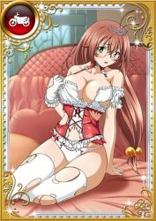  00s breasts glasses green_eyes hair_ornament ikkitousen large_breasts lowres ribbon ryuubi_gentoku tiara torn_clothes  rating:Questionable score:31 user:lucas89