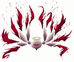  angel blood bloody_tears colored_sclera halo highres kirby kirby_(series) kirby_64 monster nintendo red_sclera wings zero_two_(kirby)  rating:Sensitive score:11 user:Rikko-43