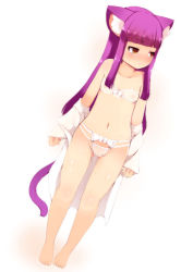 1girl animal_ears bare_legs barefoot blunt_bangs blush cat_ears cat_tail censored collar flat_chest himeno_shikimi lillithlauda loli long_hair navel nipples open_mouth original purple_hair solo tail rating:Questionable score:56 user:danbooru