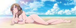  1girl anime_screencap beach bikini blush breasts brown_hair cleavage large_breasts looking_at_viewer oosuki_mamako purple_eyes shell shell_bikini smile swimsuit tagme tsuujou_kougeki_ga_zentai_kougeki_de_ni-kai_kougeki_no_okaasan_wa_suki_desu_ka?  rating:Questionable score:83 user:YuukoLover
