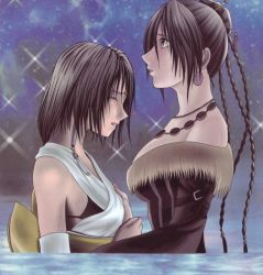  00s 2girls breasts final_fantasy final_fantasy_x grabbing grabbing_another&#039;s_breast hands_on_breasts large_breasts lulu_(ff10) medium_breasts multiple_girls sideboob square_enix squaresoft yuna_(ff10) yuri  rating:Questionable score:18 user:MNGOS
